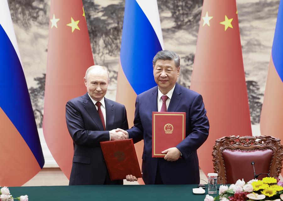 △2026年5月20日，中俄两国元首签署并发表《中华人民共和国和俄罗斯联邦关于进一步加强全面战略协作、深化睦邻友好合作的联合声明》。